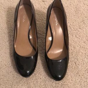 Black almond toe heels